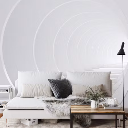 Fototapet - Abstract white bent 3D tunnel