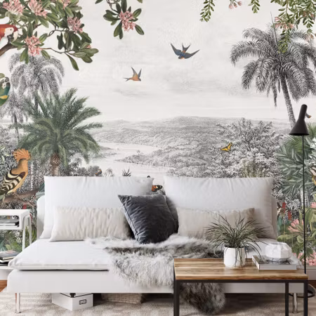 Fototapet - Tropical jungle wallpaper palm trees