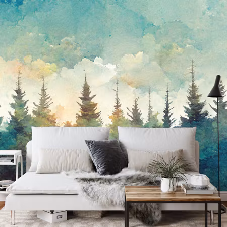 Fototapet - Forest silhouette background