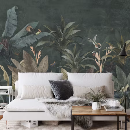 Fototapet - Wallpaper palm tropical forest vintage