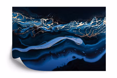 Fototapet - Fluid art liquid metallic gold in