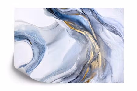 Fototapet - Abstract blue art with gray and gold