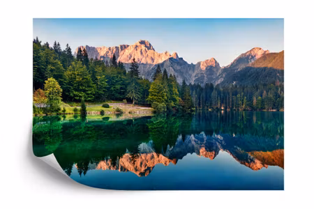 Fototapet - Calm morning view of fusine lake