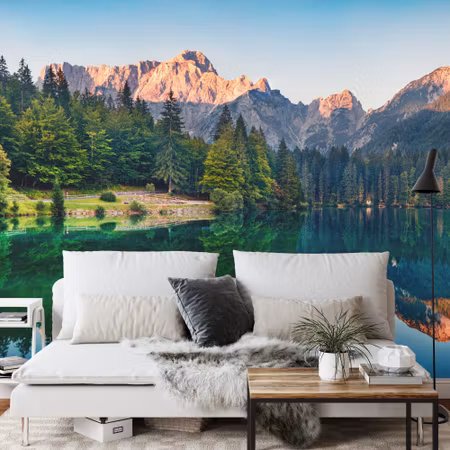 Fototapet - Calm morning view of fusine lake
