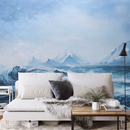 Fototapet - Abyss ocean waves seascape hand drawn
