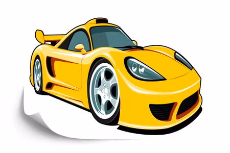Fyrkantig fototapet - Fairytale Yellow Car