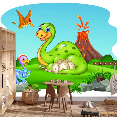 Fyrkantig fototapet - Dinosaurs on the Glade
