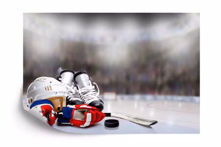 Fyrkantig fototapet - Hockey Player Set