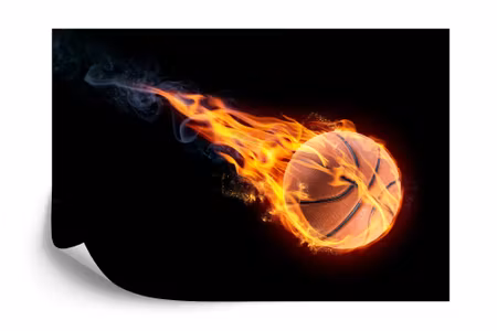 Fyrkantig fototapet - Fiery Basketball