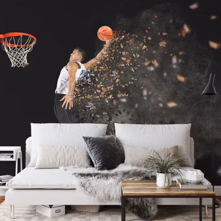 Fyrkantig fototapet - Basketball Player in Action