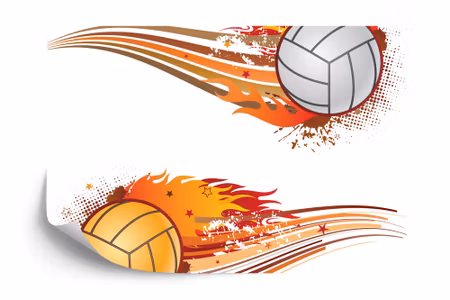 Fyrkantig fototapet - Two Flaming Volleyball Balls