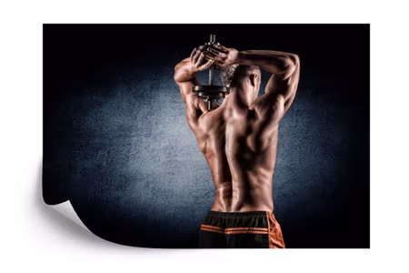 Fyrkantig fototapet - Muscular Man with Dumbbell