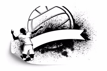 Fyrkantig fototapet - Black and White Volleyball