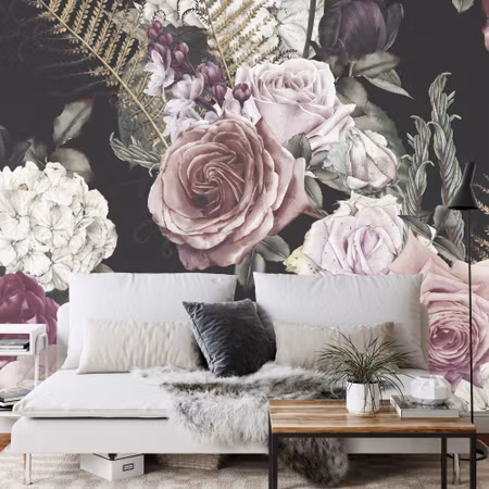Fyrkantig fototapet - Colorful Roses in Vintage