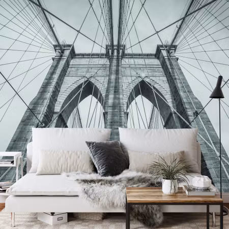 Fyrkantig fototapet - Brooklyn Bridge