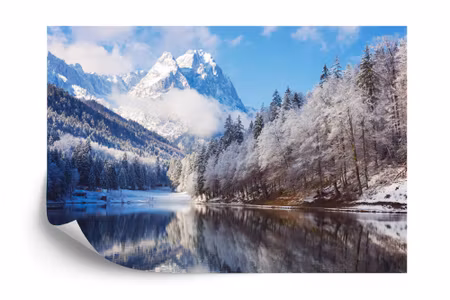 Fyrkantig fototapet - Landscape Mountains Winter