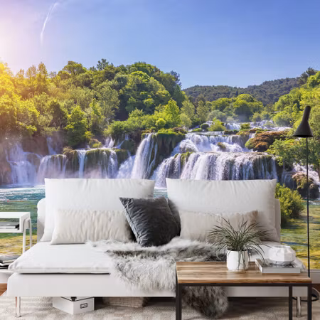 Fyrkantig fototapet - Skradinski Beech Waterfall
