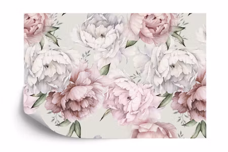 Fyrkantig fototapet - Peony Flowers in Pastel