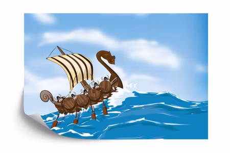 Fyrkantig fototapet - Ship on the Sea