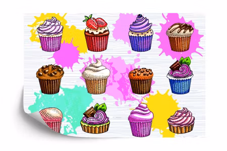 Fyrkantig fototapet - Different Kinds of Cupcakes