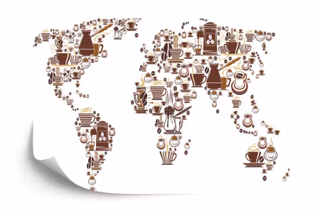 Fyrkantig fototapet - Coffee Map of the Wrold