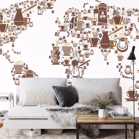 Fyrkantig fototapet - Coffee Map of the Wrold