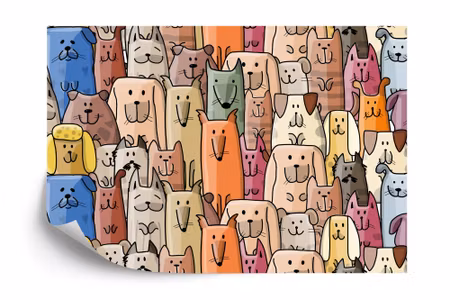 Fyrkantig fototapet - Colorful Cartoon Dogs