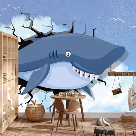Fyrkantig fototapet - Shark in the Sky