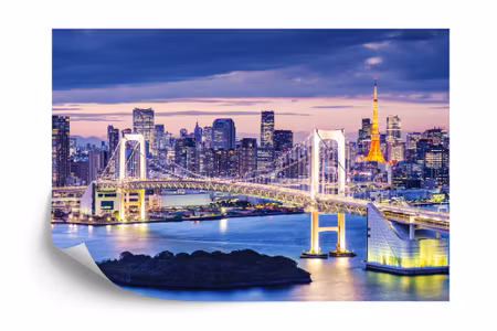 Fyrkantig fototapet - Rainbow Bridge in Tokyo