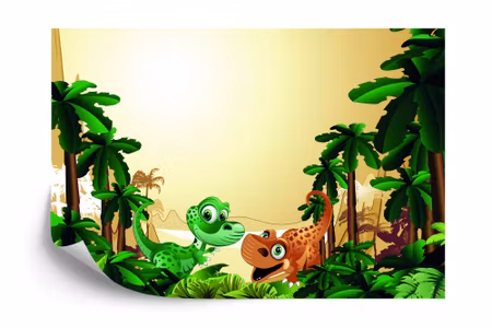 Fyrkantig fototapet - For Children Dinosaurs
