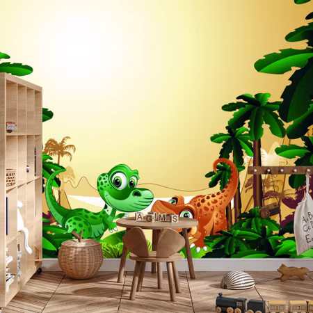Fyrkantig fototapet - For Children Dinosaurs