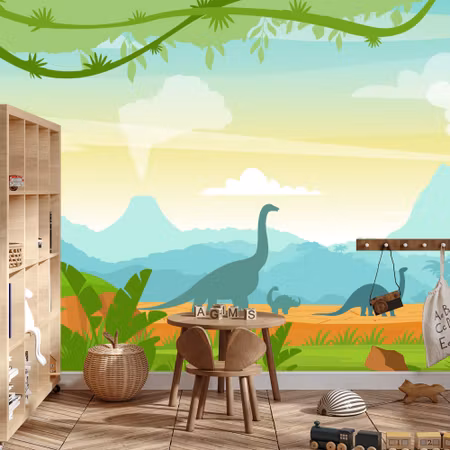 Fyrkantig fototapet - Dinosaurs in the Jungle