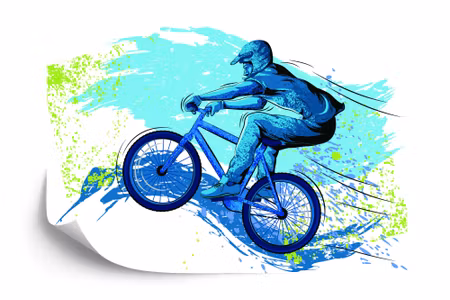 Fyrkantig fototapet - Cyclist in Graffiti Style