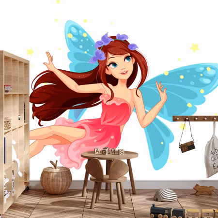 Fyrkantig fototapet - Lovely Flying Fairy