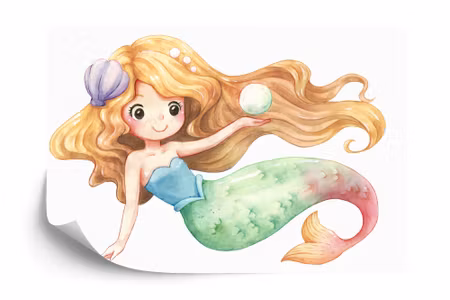 Fyrkantig fototapet - Mermaid Painted with