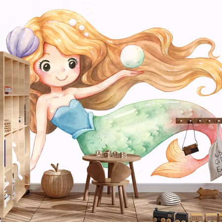 Fyrkantig fototapet - Mermaid Painted with