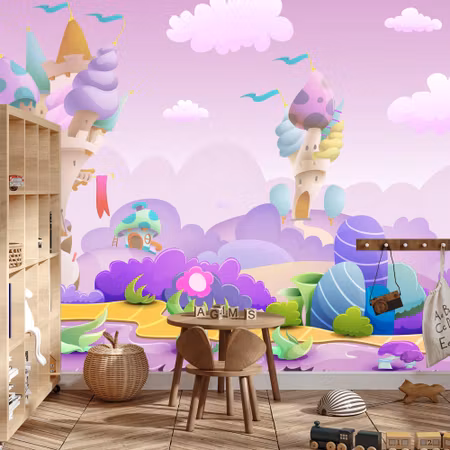 Fyrkantig fototapet - Colorful Fairytale Land