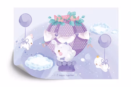 Fyrkantig fototapet - Fairytale Animals with