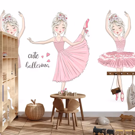 Fyrkantig fototapet - Pink Dancers