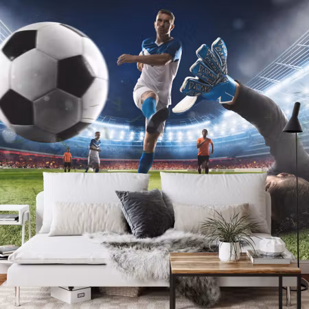 Fyrkantig fototapet - Football Player Shooting A