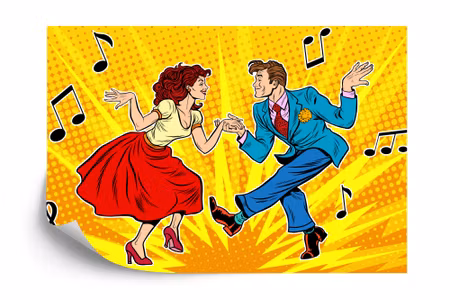 Fyrkantig fototapet - Dancing Couple in Pop Art