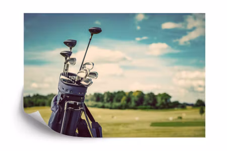 Fyrkantig fototapet - Golf Bag on the Field