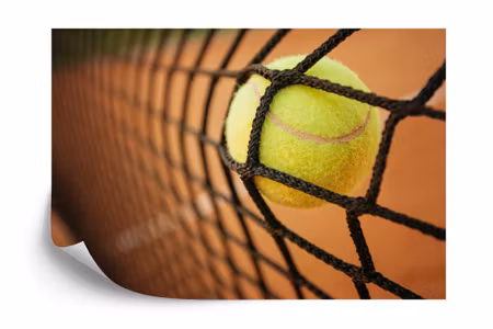 Fyrkantig fototapet - Tennis Ball in the Net