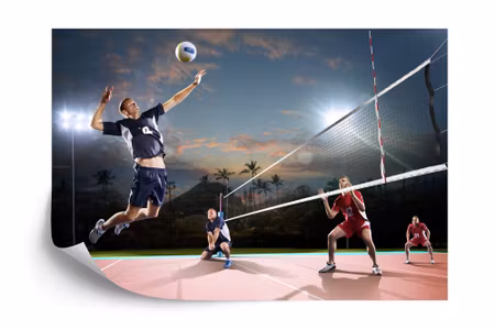 Fyrkantig fototapet - Volleyball Players in Action