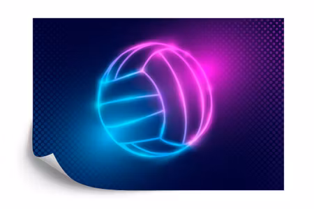 Fyrkantig fototapet - Neon Volleyball
