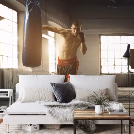 Fyrkantig fototapet - Training Boxer