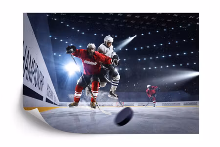 Fyrkantig fototapet - Hockey Players Clash