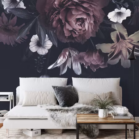 Fyrkantig fototapet - Peonies and Lilies
