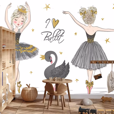 Fyrkantig fototapet - Ballet Dancer and Black Swan