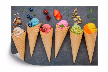 Fyrkantig fototapet - Colorful icecream in A Wafer